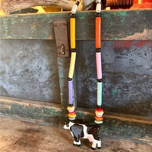 Vintage Ceramic Cow Necklace - Whimsical Eclectic Ranch Western Chic 🐮